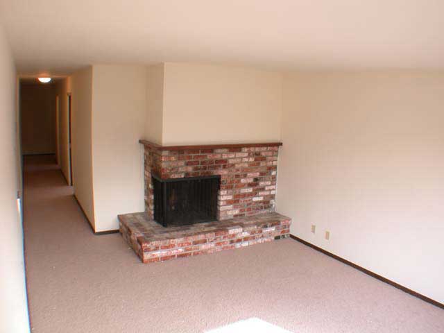 Living room with working fireplace