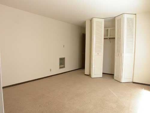 Master bedroom and north wall closet