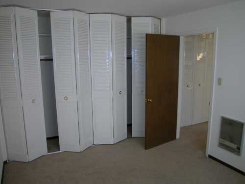 Bedroom with double closets