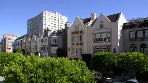 View across the street looking east