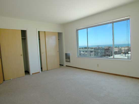 Bedroom with ocean view to west