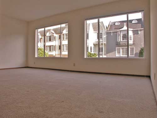 Living room with windows facing south